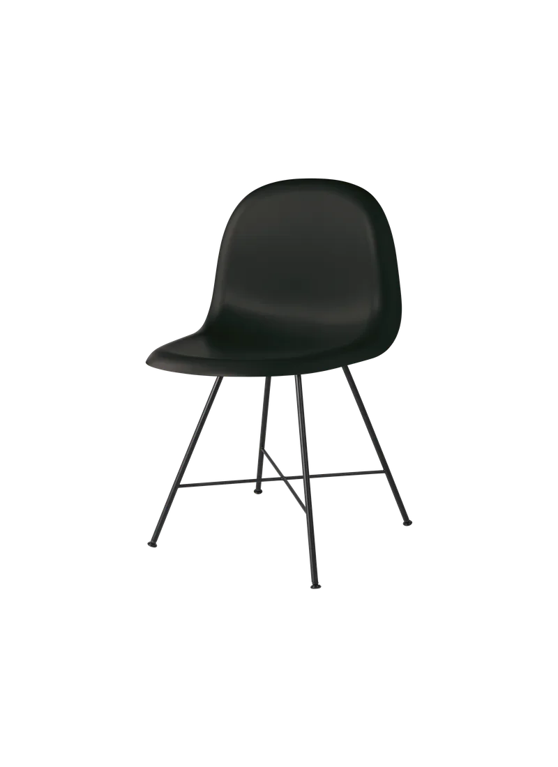 GUBI 3D Dining Chair, Un-Upholstered van GUBI in Black, Matt Black, Center base – productfoto