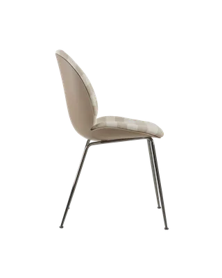 Beetle Dining Chair, Front Upholstered by GUBI in Kvadrat Sahco, Acca Stripe 0131, Black Chrome, New Beige – product photo 2 of 5