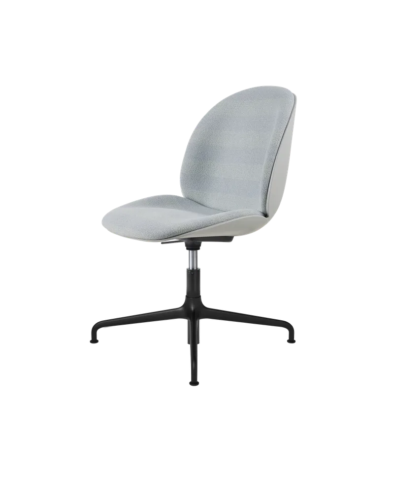 Beetle Meeting Chair, 3D Veneer & Front Upholstered by GUBI in Kvadrat Sahco, Acca Stripe 0731, Lunar Gray, Height adjustable 4-star base, Matt Black – product photo 5 of 5