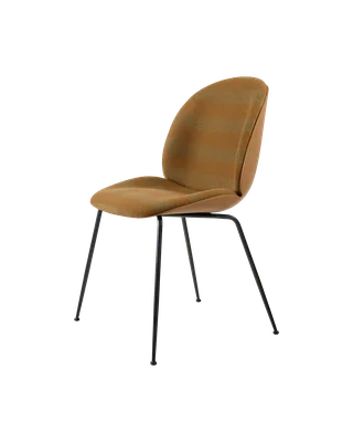 Beetle Dining Chair, Front Upholstered by GUBI in Kvadrat Sahco, Acca Stripe 0331, Matt Black, Amber Brown – product photo 5 of 5