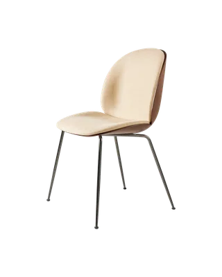 Beetle Dining Chair, 3D Veneer & Front Upholstered by GUBI in Flair Special FR, Dedar (134, Standard), Black Chrome, American Walnut Semi Matt Lacquered, GLOBAL – product photo 8 of 8