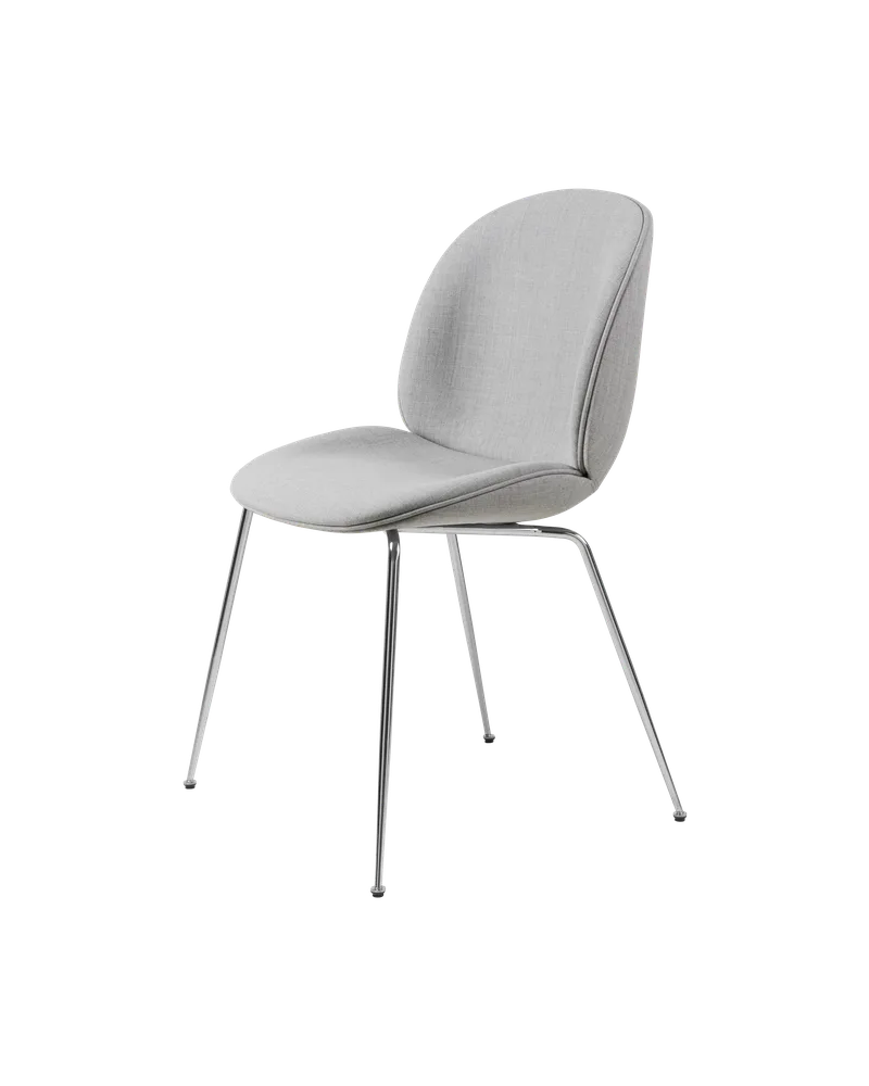 Beetle Dining Chair, Fully Upholstered von GUBI in Remix 3, Kvadrat (123, Standard), Conic base, Chrome – Produktfoto 5 von 5