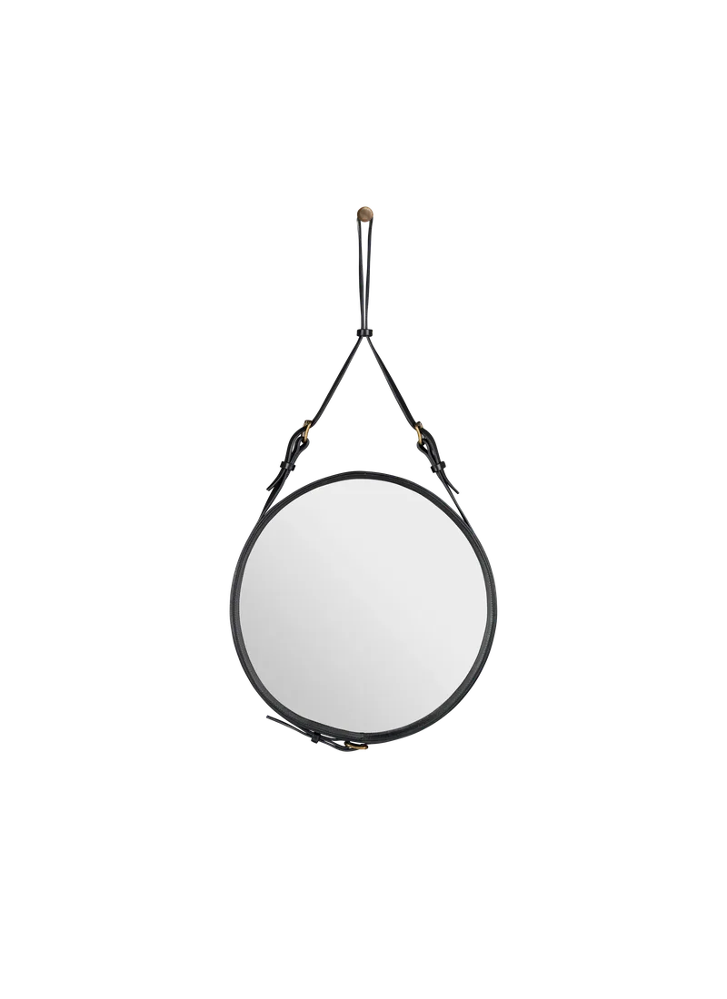 Adnet Wall Mirror, Circular by GUBI in Black Leather, Ø45 cm – product photo 6 of 6