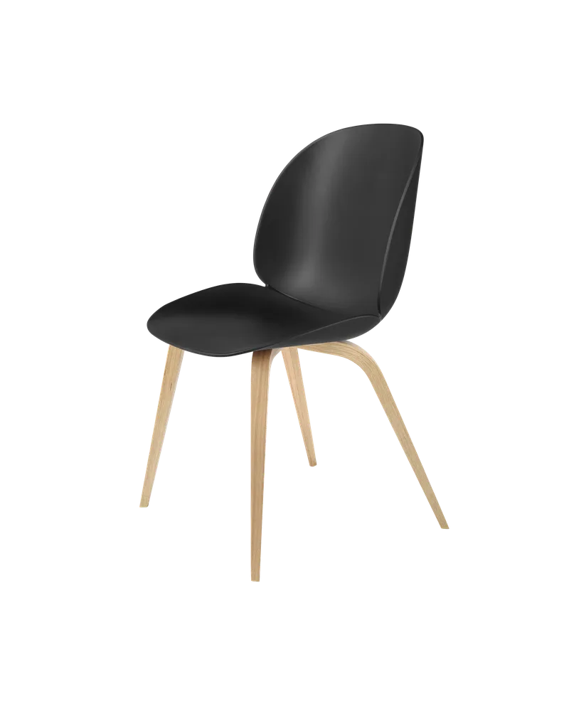 Beetle Dining Chair, Un-Upholstered van GUBI in Black, Wood base, Oak Semi Matt Lacquered – productfoto 3 van 3