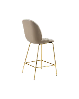 Beetle Counter Chair, 3D Veneer & Front Upholstered by GUBI in New Beige, Brass Semi Matt, Kvadrat Sahco, Acca Stripe 0131 – product photo 3 of 4