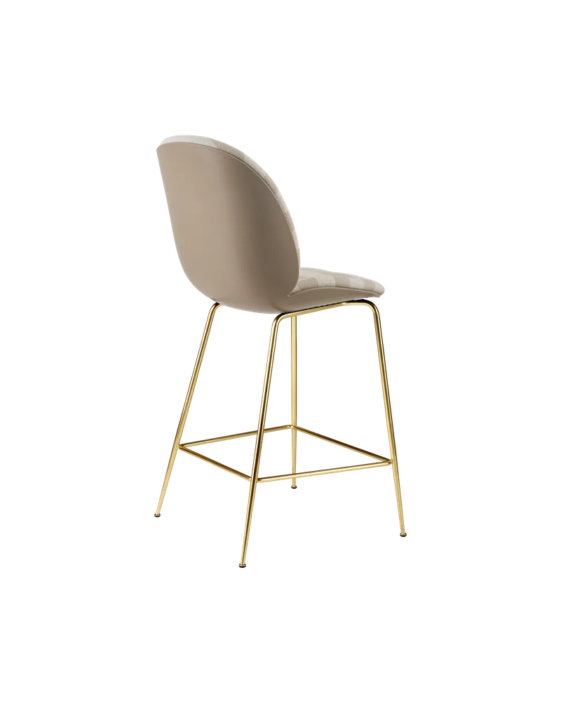 Beetle Counter Chair, 3D Veneer & Front Upholstered by GUBI in New Beige, Brass Semi Matt, Kvadrat Sahco, Acca Stripe 0131 – product photo 3 of 4