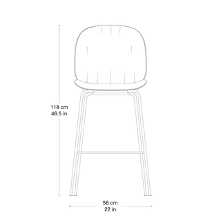 Beetle Soft Bar Chair, Fully Upholstered by GUBI in Reales, GUBI (001, Standard), Black Chrome – product photo 1 of 3