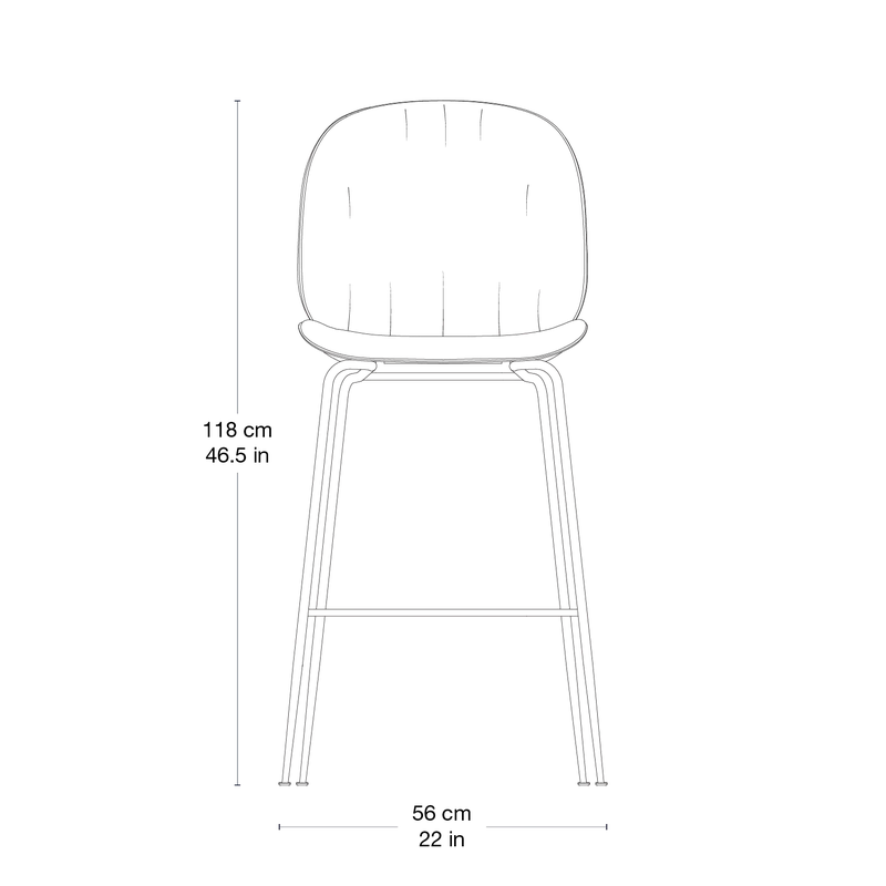 Beetle Soft Bar Chair, Fully Upholstered by GUBI in Reales, GUBI (001, Standard), Black Chrome – product photo 1 of 3
