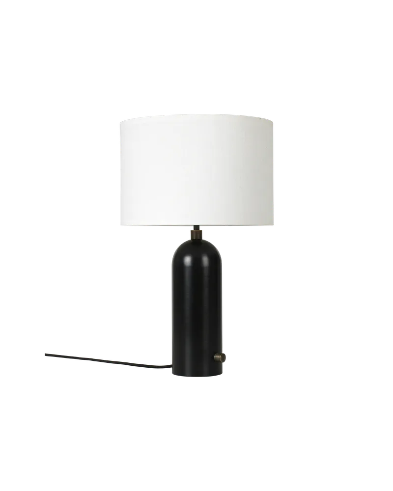Gravity Table Lamp van GUBI in Blackened Steel, White, 49 cm, EU – productfoto