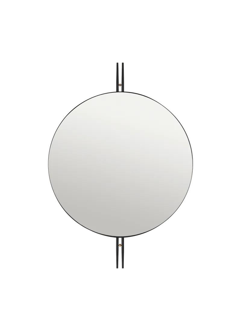 IOI Wall Mirror van GUBI in Black Semi Matt / Brasss Sphere, Ø80 cm – productfoto