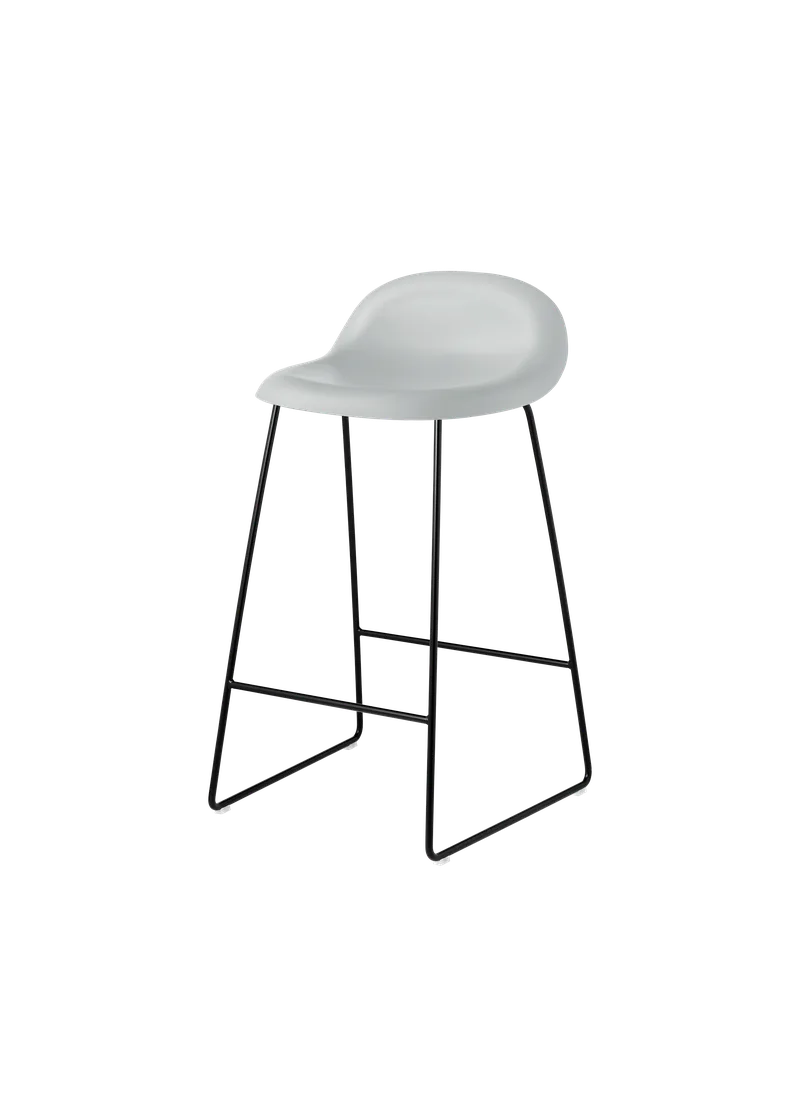 GUBI 3D Counter Stool, Un-Upholstered by GUBI in Lunar Gray, Sledge base, Matt Black – product photo