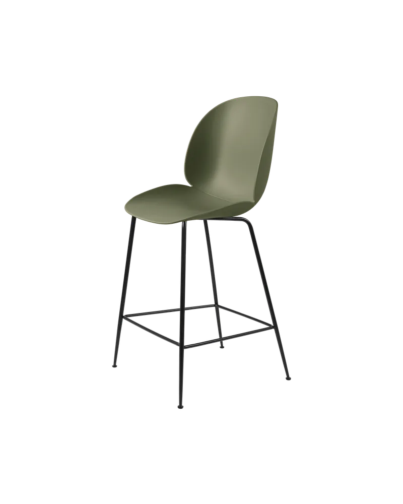 Beetle Counter Chair, Un-Upholstered von GUBI in Fern Green, Matt Black, Conic base – Produktfoto 3 von 3
