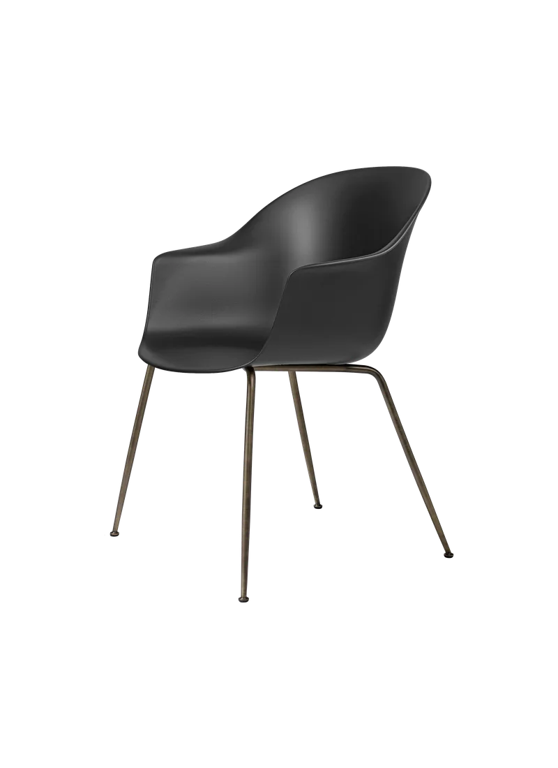 Bat Dining Chair, Un-Upholstered by GUBI in Black, Antique Brass, Conic base – product photo 3 of 3
