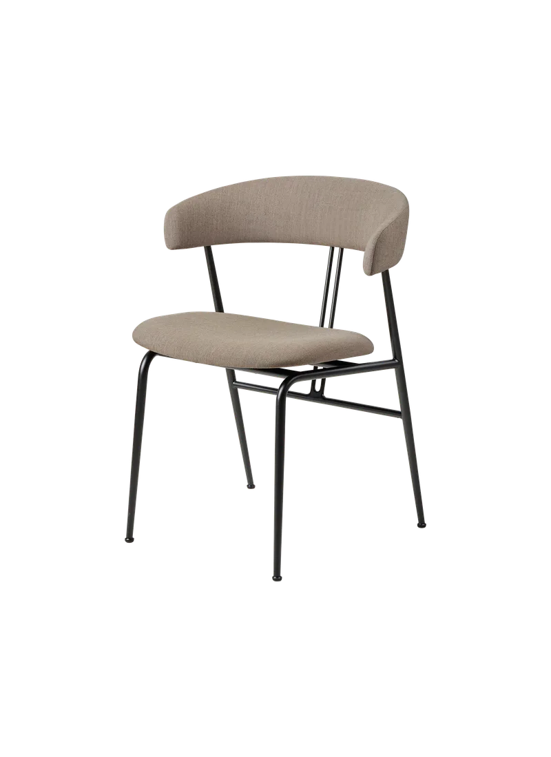 Violin Dining Chair, Fully Upholstered by GUBI in Remix 3, Kvadrat (233, Standard), Black – product photo