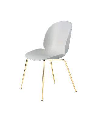 Beetle Dining Chair, Un-Upholstered by GUBI in Lunar Gray, Conic base, Brass Semi Matt – product photo 3 of 3