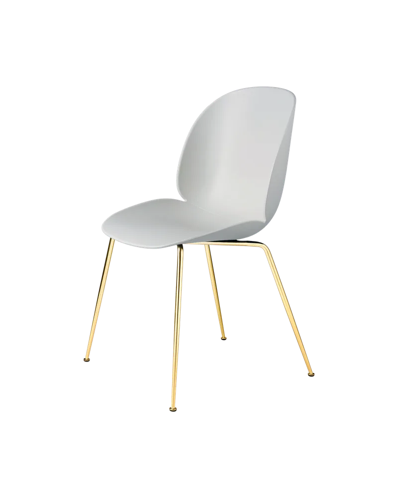 Beetle Dining Chair, Un-Upholstered by GUBI in Lunar Gray, Conic base, Brass Semi Matt – product photo 3 of 3