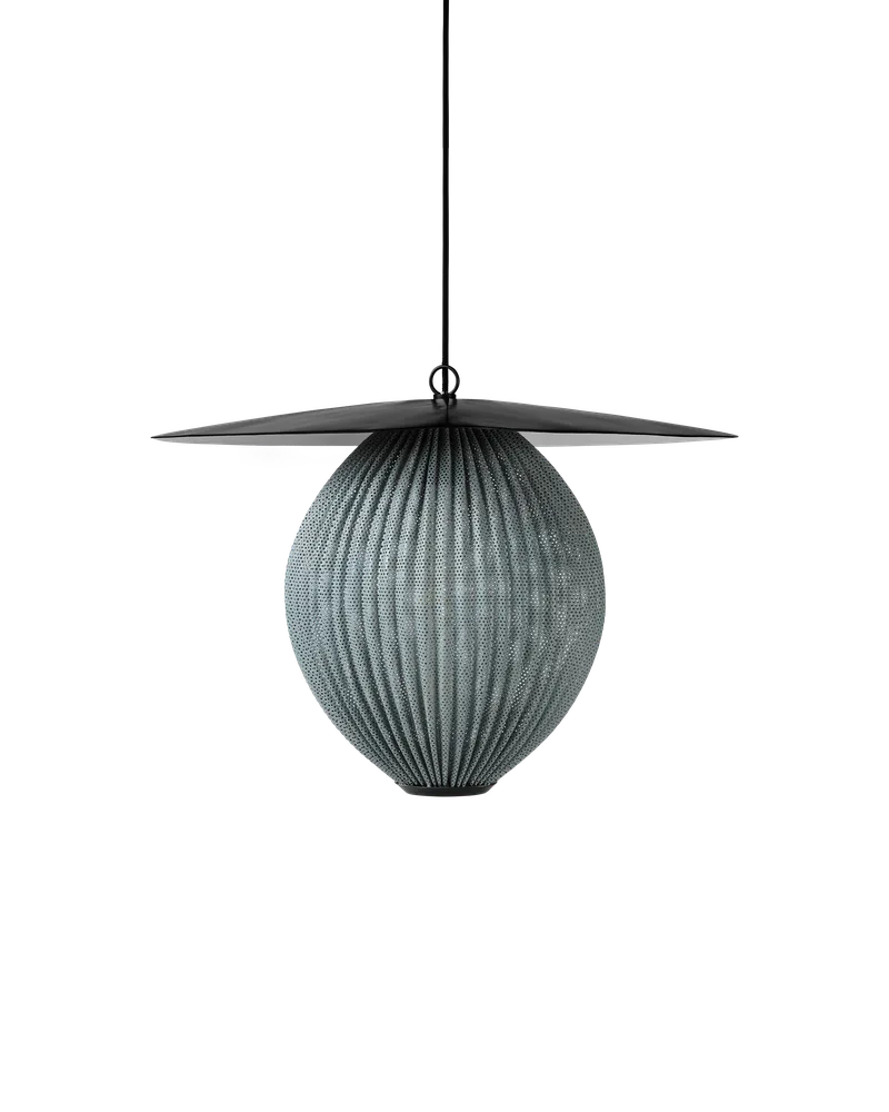 Satellite Pendant by GUBI in Stone Grey Semi Matt, Ø27 × 38 cm, Black, EU – product photo