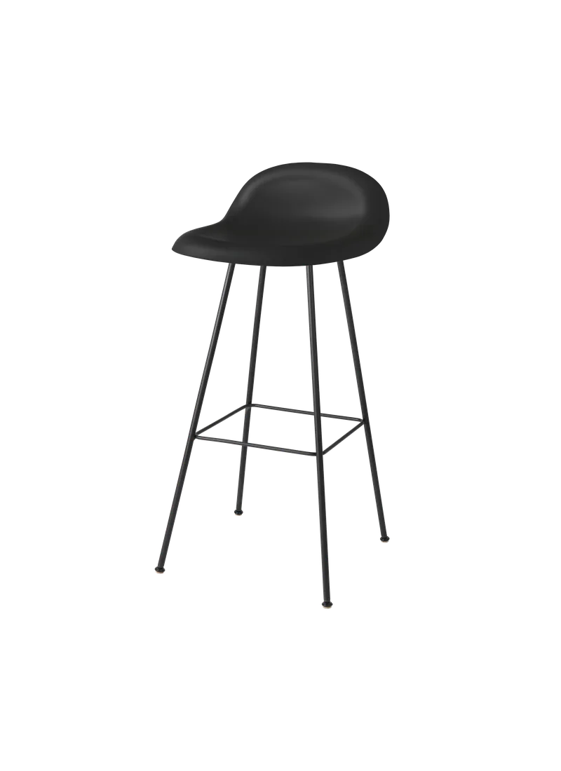 GUBI 3D Bar Stool, Un-Upholstered van GUBI in Black, Matt Black, Center base – productfoto