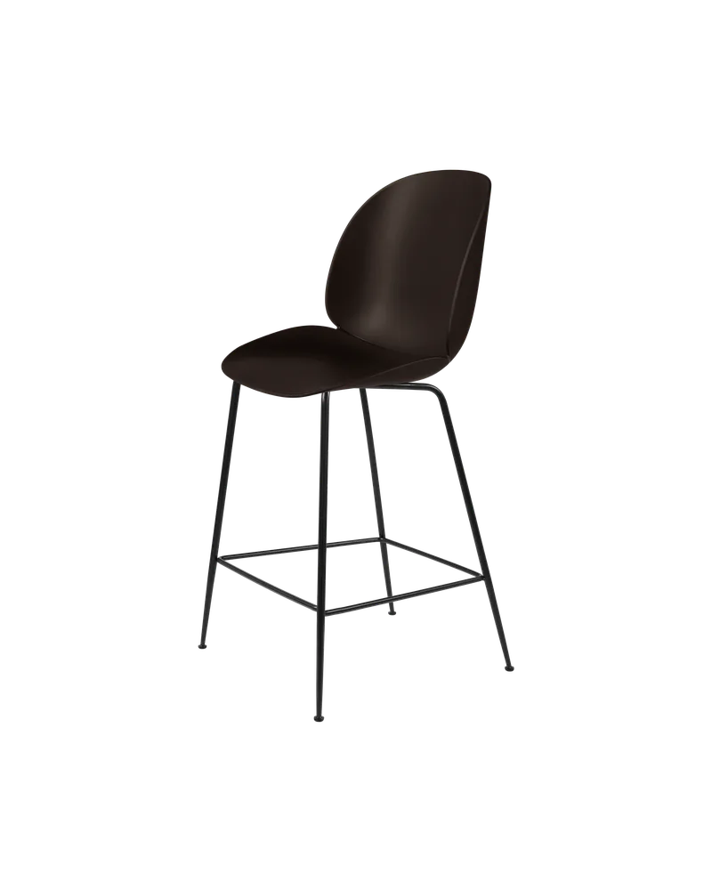 Beetle Counter Chair, Un-Upholstered by GUBI in Mocha Brown, Matt Black, Conic base – product photo 3 of 3
