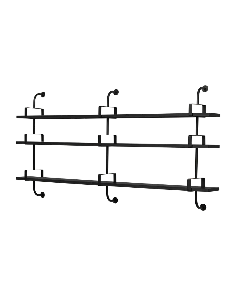 Démon Shelf van GUBI in Black Stained Ash Semi Matt Lacquered, 3 Shelves, Large – productfoto