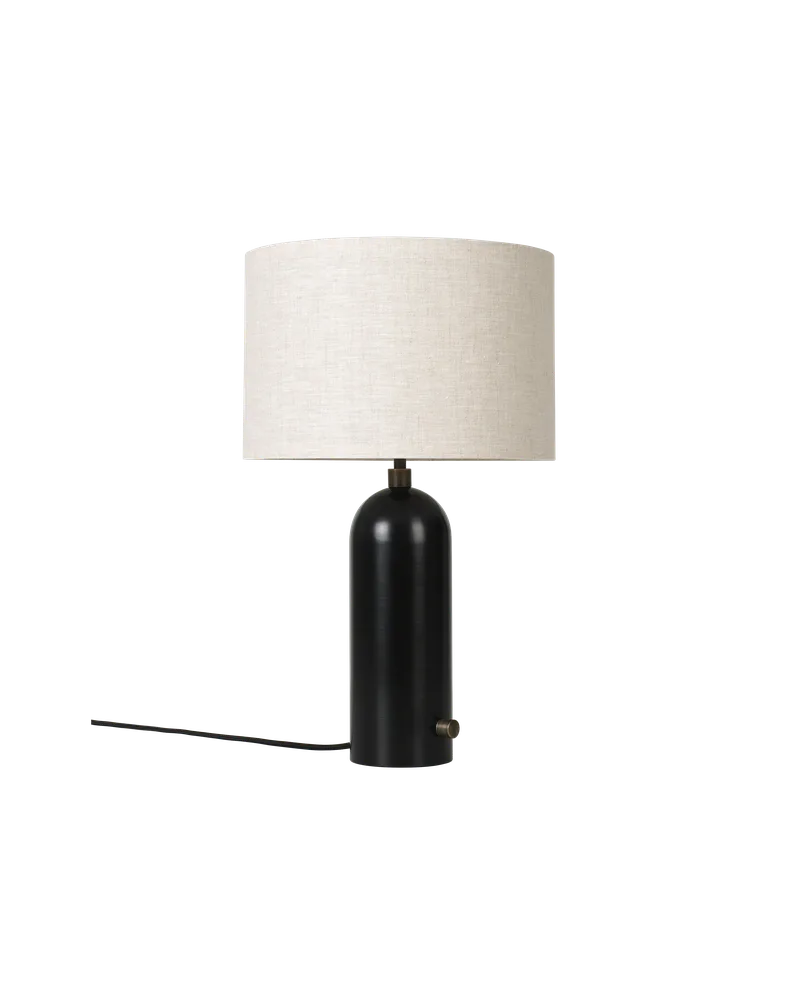 Gravity Table Lamp van GUBI in Blackened Steel, Canvas, 49 cm, EU – productfoto