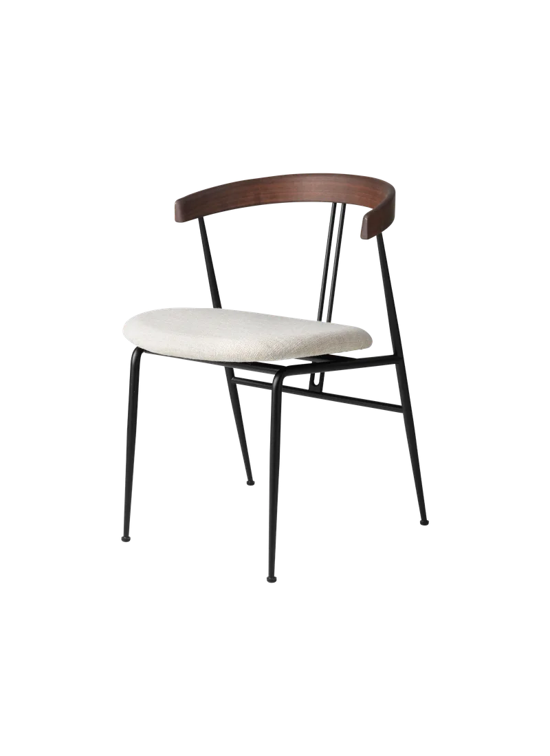 Violin Dining Chair, Seat Upholstered by GUBI in Svevo, Dedar (002, Standard), American Walnut Oiled – product photo