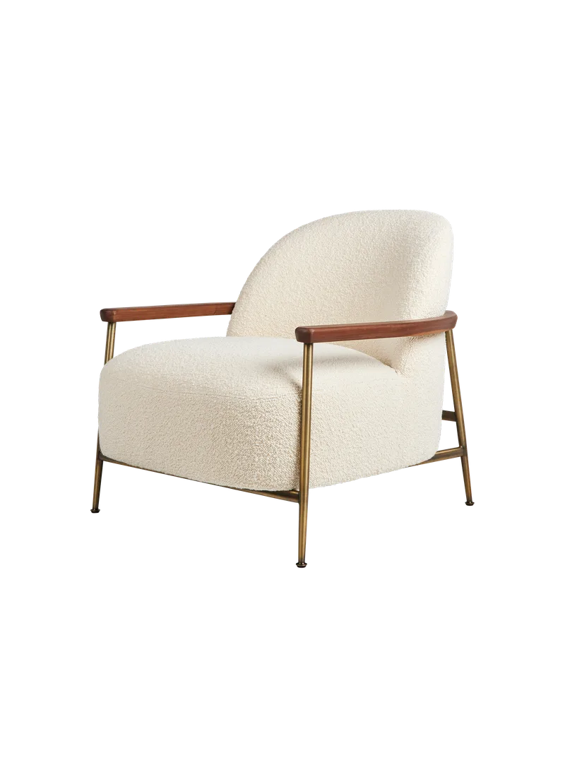 Sejour Lounge Chair, with armrest de GUBI en Karakorum, Dedar (001, Standard), Antique Brass – photo du produit