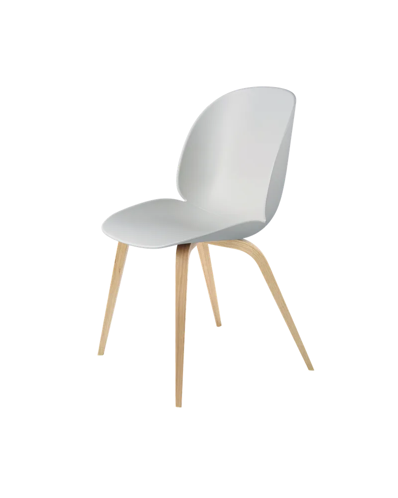 Beetle Dining Chair, Un-Upholstered van GUBI in Lunar Gray, Wood base, Oak Semi Matt Lacquered – productfoto 3 van 3
