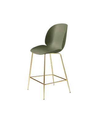 Beetle Counter Chair, Un-Upholstered de GUBI en Fern Green, Brass Semi Matt, Conic base – photo du produit 3 sur 3