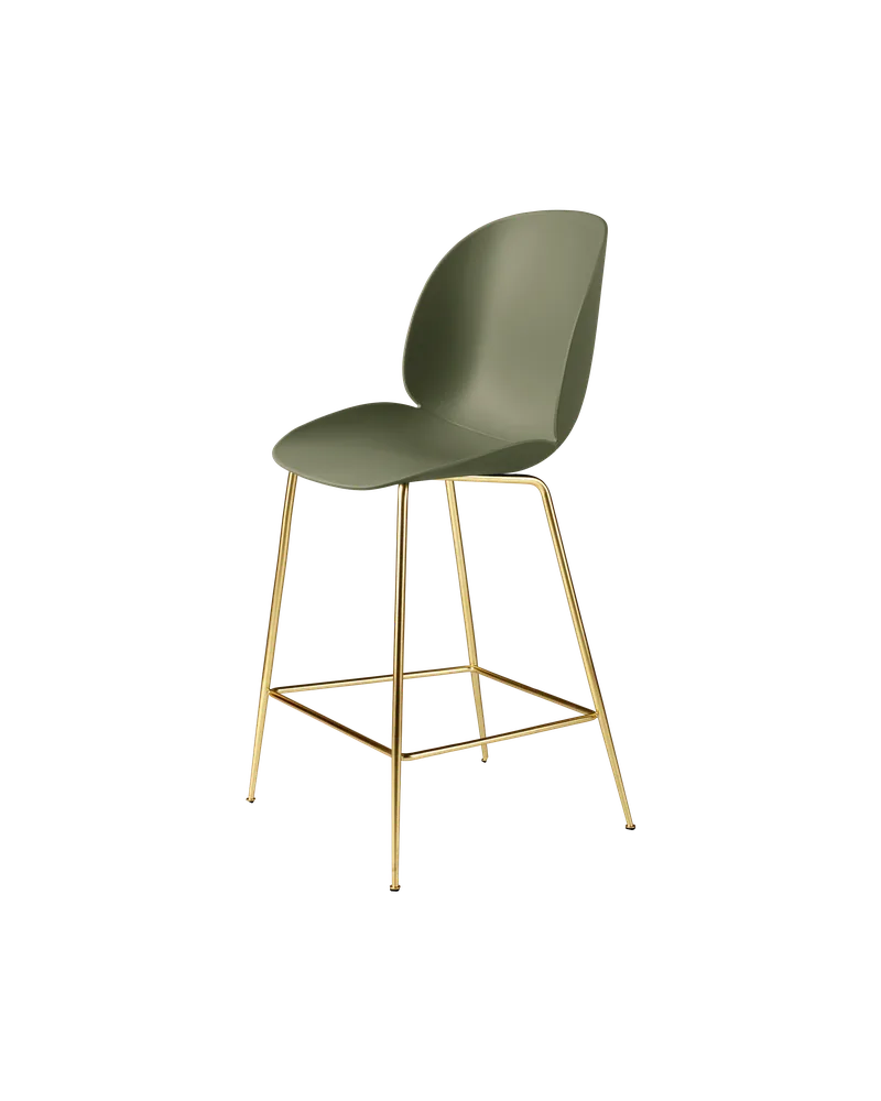 Beetle Counter Chair, Un-Upholstered de GUBI en Fern Green, Brass Semi Matt, Conic base – photo du produit 3 sur 3