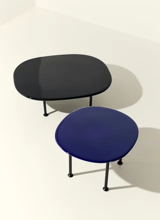 Carmel Coffee Table by GUBI in Pacific Blue, Black Semi Matt, 60 × 60 cm – product photo 2 of 5