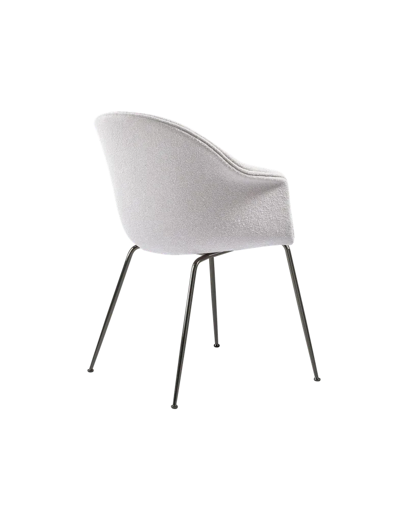 Bat Dining Chair, Fully Upholstered by GUBI in Light Bouclé, GUBI (001, Standard), Conic base, Black Chrome – product photo 3 of 4