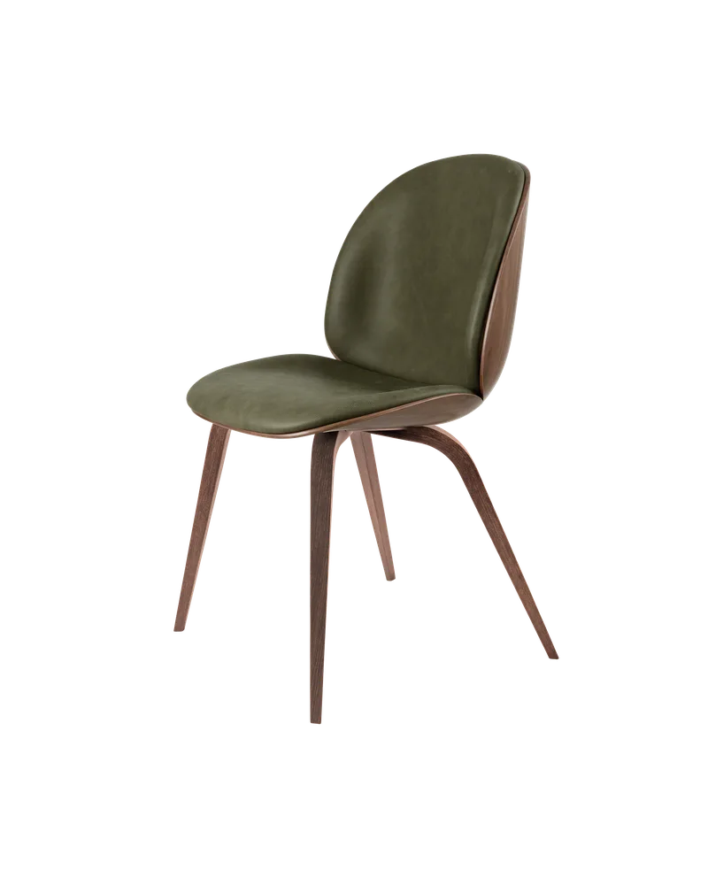 Beetle Dining Chair, 3D Veneer & Front Upholstered by GUBI in Soft Leather, GUBI (Army, Standard), American Walnut, American Walnut Semi Matt Lacquered, EU – product photo 3 of 3