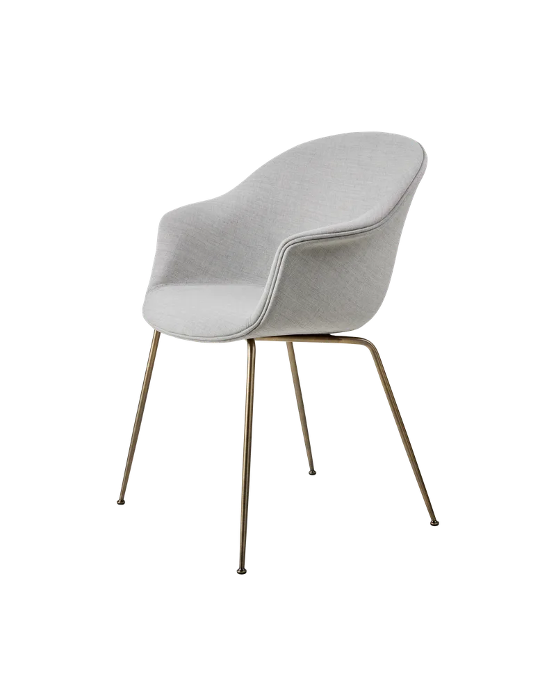 Bat Dining Chair, Fully Upholstered by GUBI in Remix 3, Kvadrat (123, Standard), Conic base, Antique Brass – product photo 1 of 4