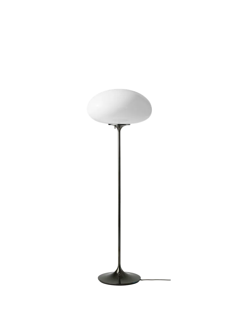 Stemlite Floor Lamp by GUBI in Black Chrome, 110 cm, Opal Glass, EU – product photo