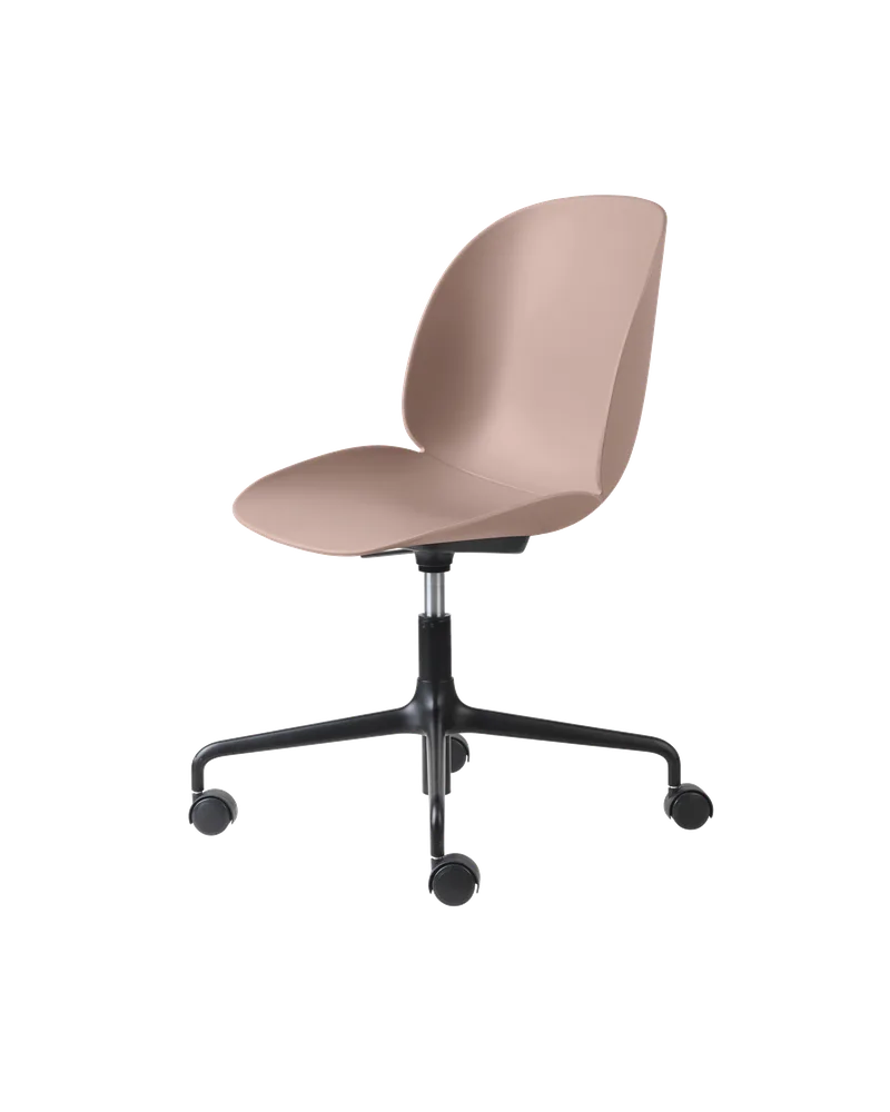 Beetle Meeting Chair, Un-Upholstered by GUBI in Sweet Pink, Height adjustable 4-star base w. castors – product photo 3 of 3