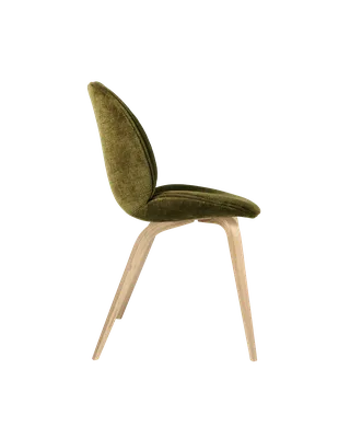 Beetle Dining Chair, Fully Upholstered von GUBI in Mumble, Glamour Group (40, Standard), Wood base, Oak Semi Matt Lacquered – Produktfoto 2 von 5