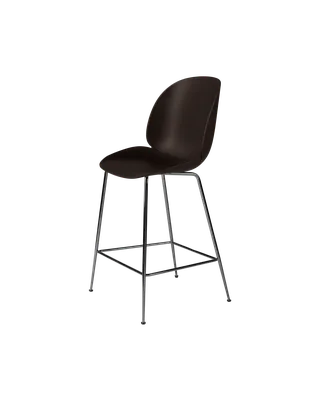 Beetle Counter Chair, Un-Upholstered von GUBI in Mocha Brown, Black Chrome, Conic base – Produktfoto 3 von 3