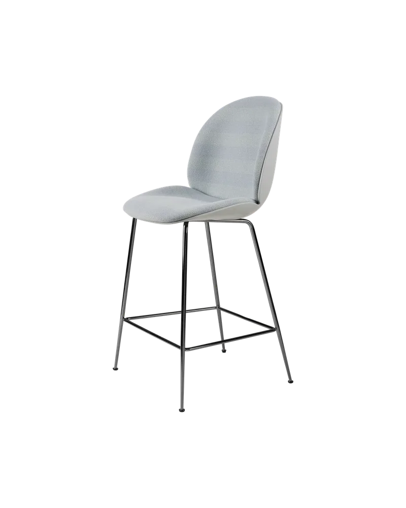 Beetle Counter Chair, 3D Veneer & Front Upholstered by GUBI in Lunar Gray, Black Chrome, Kvadrat Sahco, Acca Stripe 0731 – product photo 4 of 4