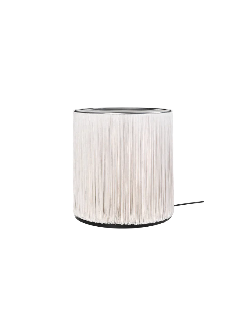 Model 597 Floor Lamp van GUBI in Polished Aluminum, Cream Fringe, EU – productfoto