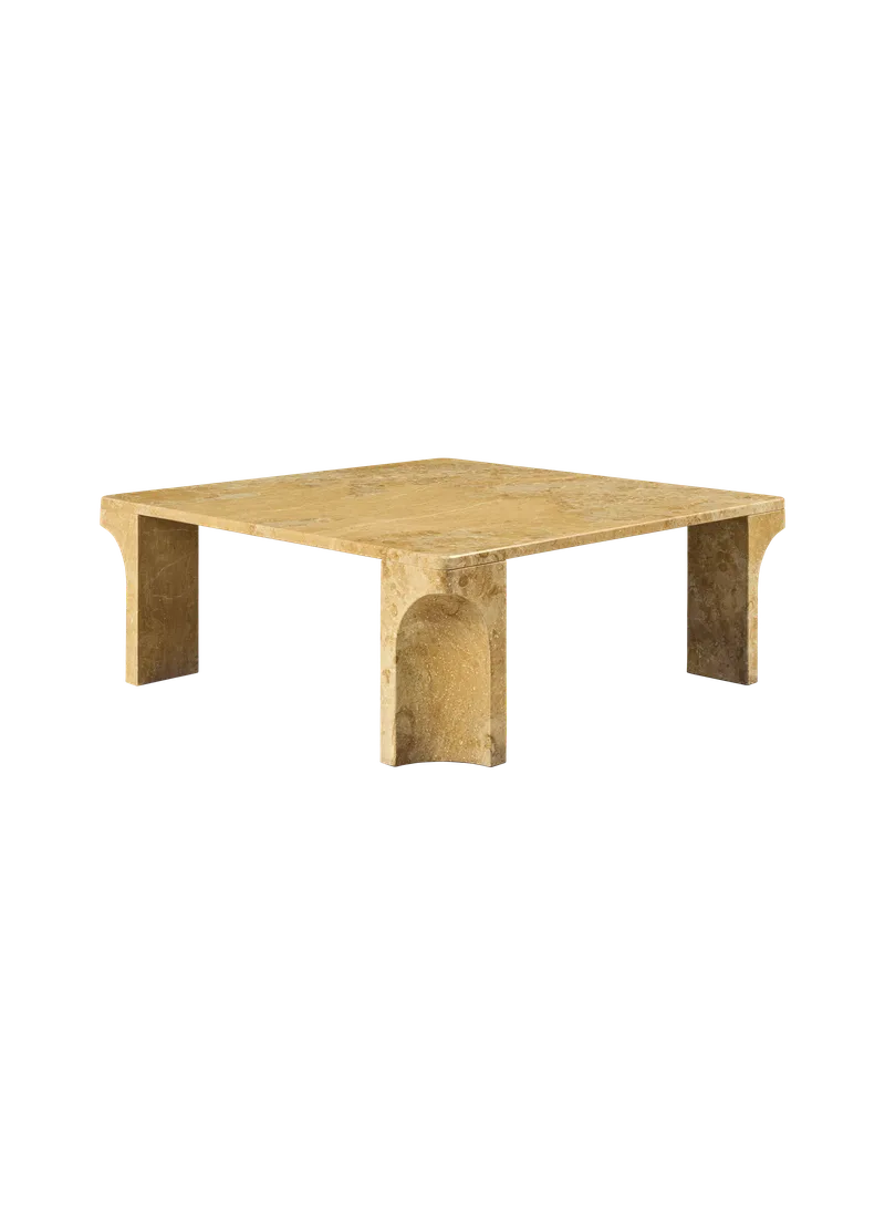 Doric Coffee Tables by GUBI in Honey Amber Marble, Honey Amber Marble, 80 × 80 cm – product photo