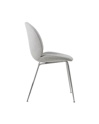 Beetle Dining Chair, Fully Upholstered von GUBI in Remix 3, Kvadrat (123, Standard), Conic base, Chrome – Produktfoto 2 von 5