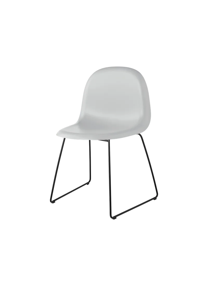 GUBI 3D Dining Chair, Un-Upholstered by GUBI in Lunar Gray, Matt Black, Sledge base – product photo