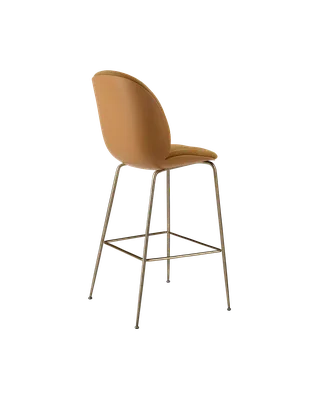 Beetle Bar Chair, 3D Veneer & Front Upholstered by GUBI in Kvadrat Sahco, Acca Stripe 0331, Amber Brown, Antique Brass – product photo 2 of 4