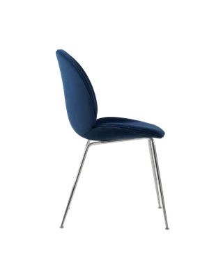 Beetle Dining Chair, Fully Upholstered von GUBI in Sunday, Dedar (003, Standard), Conic base, Chrome – Produktfoto 2 von 5