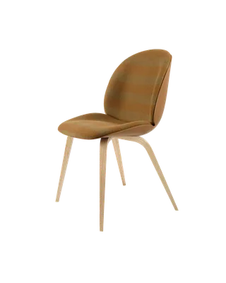 Beetle Dining Chair, Front Upholstered by GUBI in Kvadrat Sahco, Acca Stripe 0331, Oak Semi Matt, Amber Brown – product photo 5 of 5
