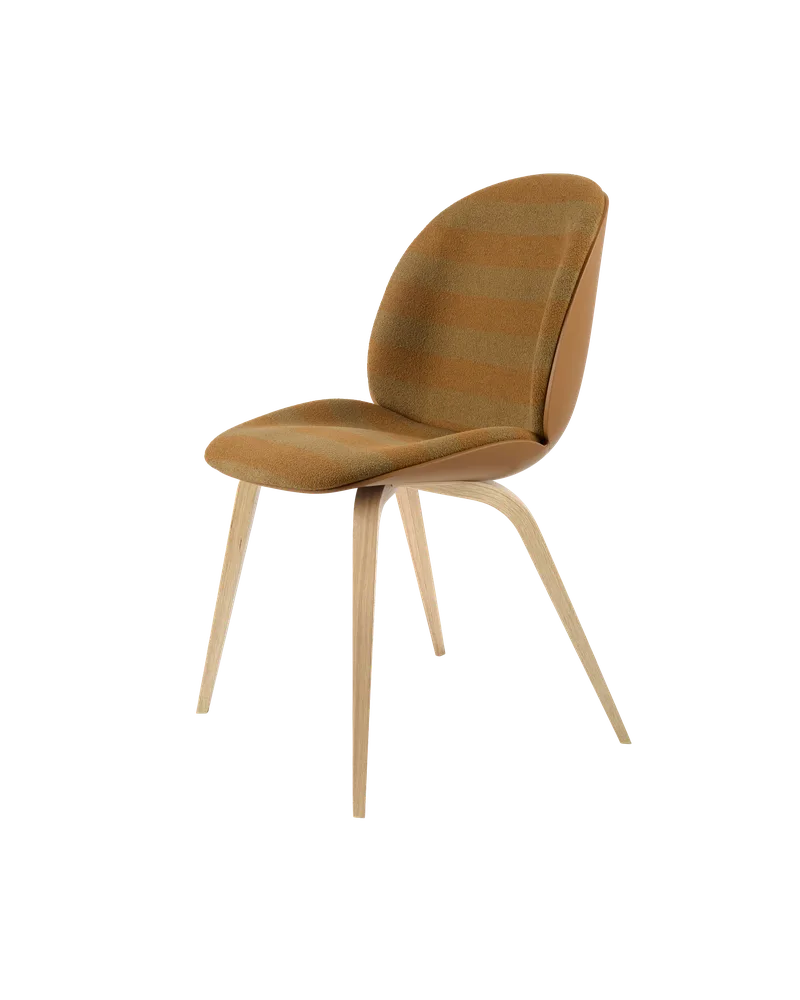 Beetle Dining Chair, Front Upholstered by GUBI in Kvadrat Sahco, Acca Stripe 0331, Oak Semi Matt, Amber Brown – product photo 5 of 5