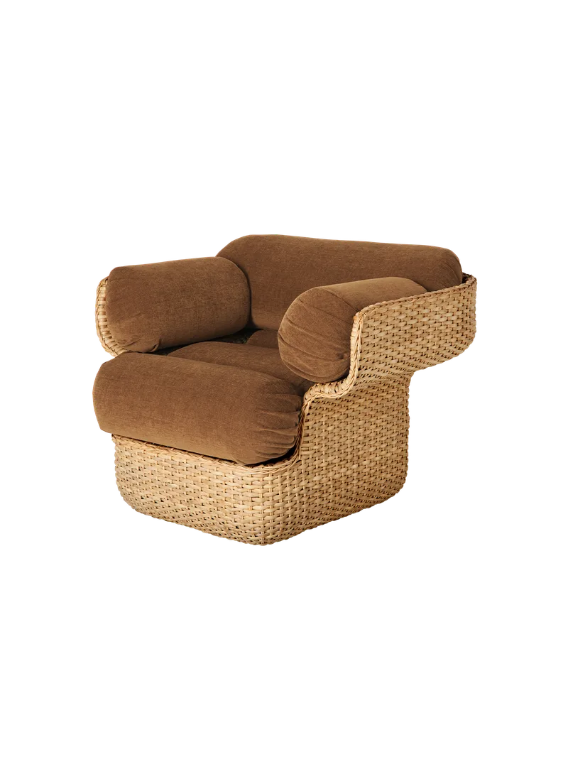 Basket Lounge Chair by GUBI in Belsuede Special FR, Dedar (003, Standard), Rattan – product photo 5 of 5