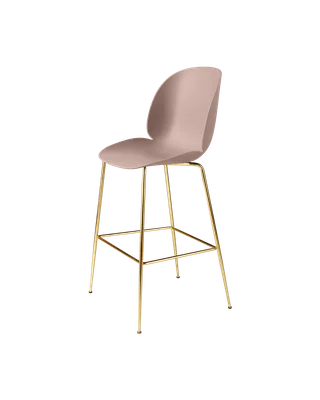 Beetle Bar Chair, Un-Upholstered van GUBI in Sweet Pink, Brass Semi Matt, Conic base – productfoto 3 van 3