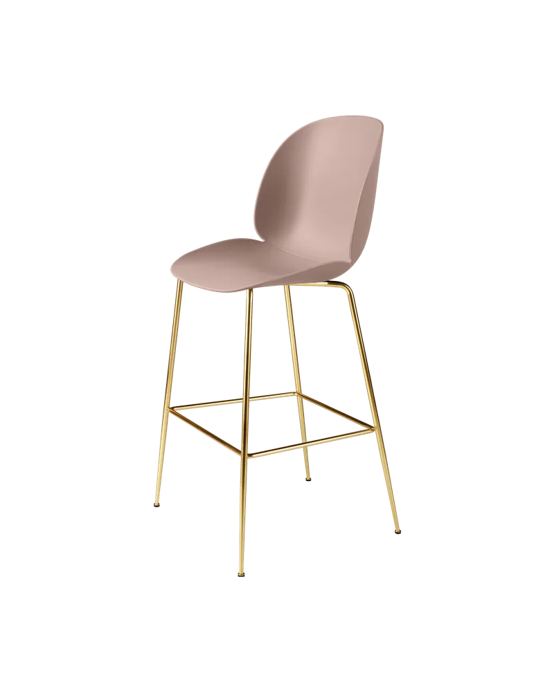 Beetle Bar Chair, Un-Upholstered van GUBI in Sweet Pink, Brass Semi Matt, Conic base – productfoto 3 van 3